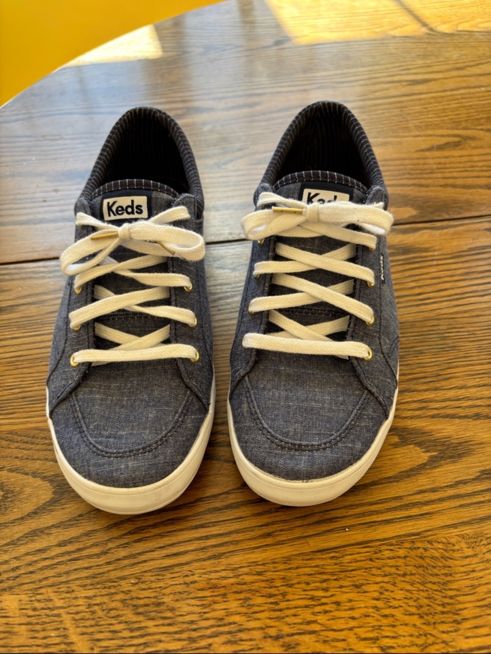Keds Denim-Style Low Top Sneakers in Navy and White